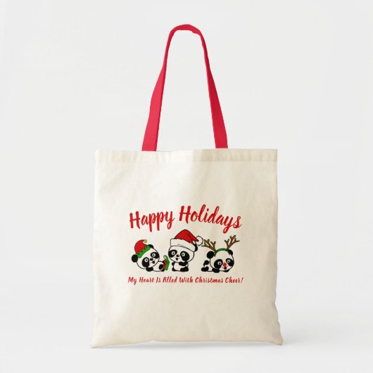 Gepersonaliseerde kerstpanda's tote bag (Voorkant)