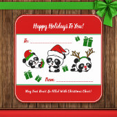Gepersonaliseerde kerstpanda's vierkante sticker