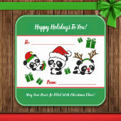 Gepersonaliseerde kerstpanda's vierkante sticker