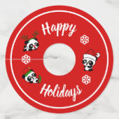 Gepersonaliseerde kerstpanda's wijnglaslabel (Achterkant)