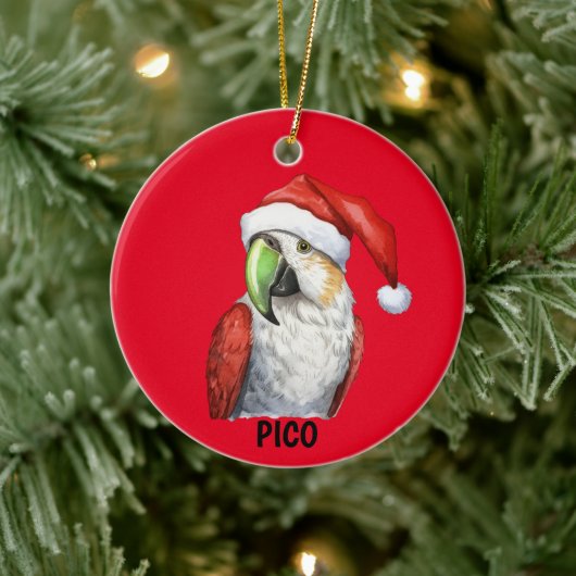 Gepersonaliseerde kerstpapegaai keramisch ornament (Boom)