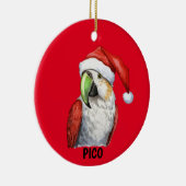 Gepersonaliseerde kerstpapegaai keramisch ornament (Rechts)
