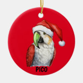 Gepersonaliseerde kerstpapegaai keramisch ornament (Voorkant)