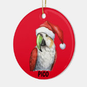 Gepersonaliseerde kerstpapegaai keramisch ornament (Links)