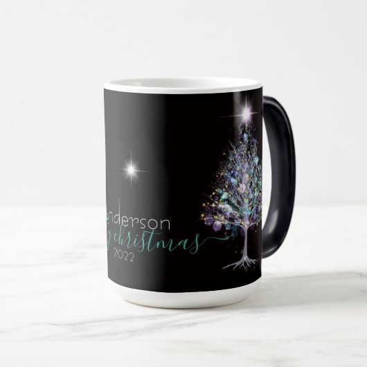 Gepersonaliseerde kerstpastelboom magische mok (Voorkant rechts)