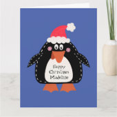 Gepersonaliseerde kerstpinguïn kaart (Voorkant)
