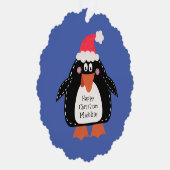 Gepersonaliseerde kerstpinguïn ornament kaart (Rechts)