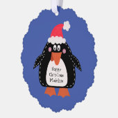 Gepersonaliseerde kerstpinguïn ornament kaart (Links)