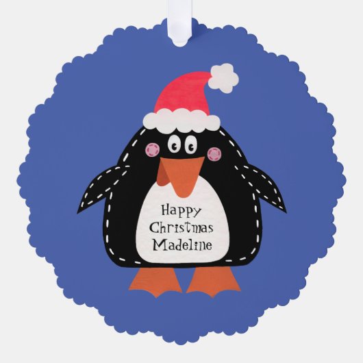 Gepersonaliseerde kerstpinguïn ornament kaart (Voorkant)