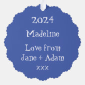 Gepersonaliseerde kerstpinguïn ornament kaart (Achterkant)