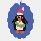Gepersonaliseerde kerstpinguïn ornament kaart (Links)