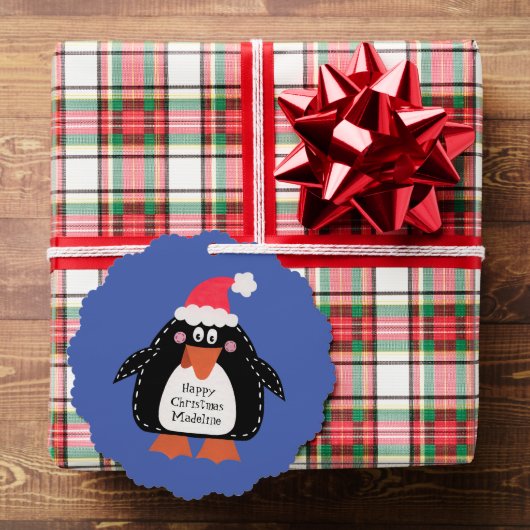 Gepersonaliseerde kerstpinguïn ornament kaart (Insitu (Geschenk))