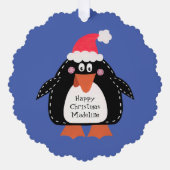 Gepersonaliseerde kerstpinguïn ornament kaart (Voorkant)