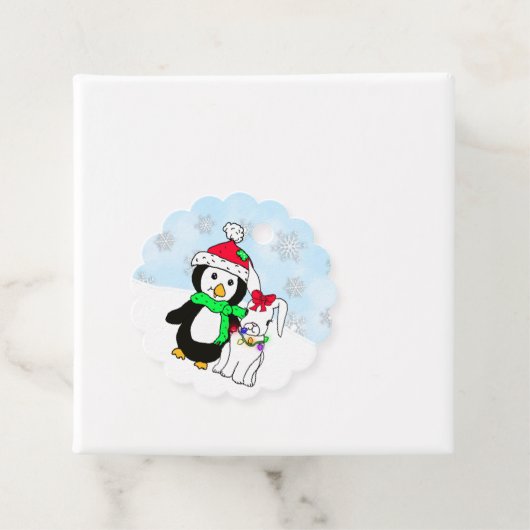 Gepersonaliseerde Kerstpinguïn Sneeuwkonijn Bedankjes Labels (In situ)