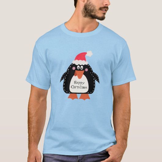 Gepersonaliseerde kerstpinguïn t-shirt (Voorkant)