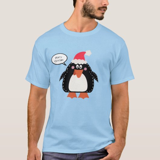 Gepersonaliseerde kerstpinguïn t-shirt (Voorkant)