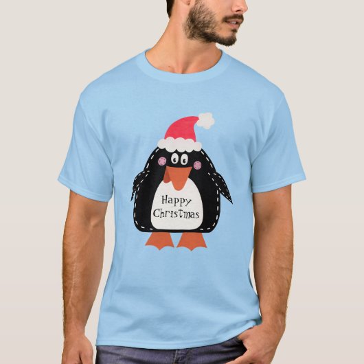 Gepersonaliseerde kerstpinguïn t-shirt (Voorkant)