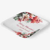 Gepersonaliseerde kerstpoinsettia bloemen papieren bordje (Gebogen)