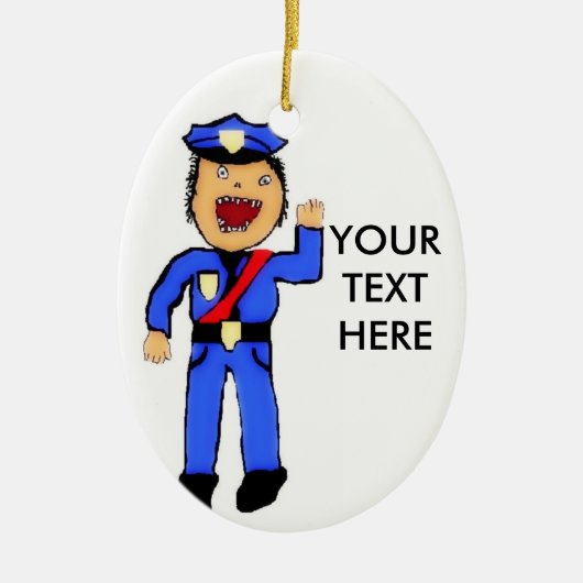 Gepersonaliseerde kerstpolitie keramisch ornament (Voorkant)