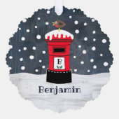 Gepersonaliseerde Kerstpost Doos Sneeuwscène Ornament Kaart (Voorkant)