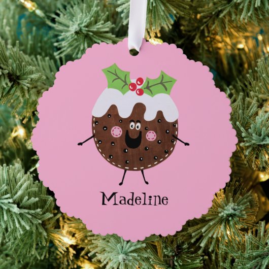 Gepersonaliseerde kerstpudding ornament kaart (Insitu (Drie))