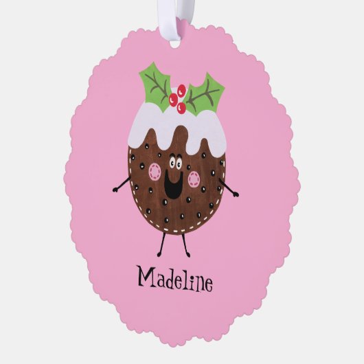 Gepersonaliseerde kerstpudding ornament kaart (Links)