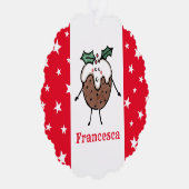 Gepersonaliseerde kerstpudding ornament kaart (Rechts)