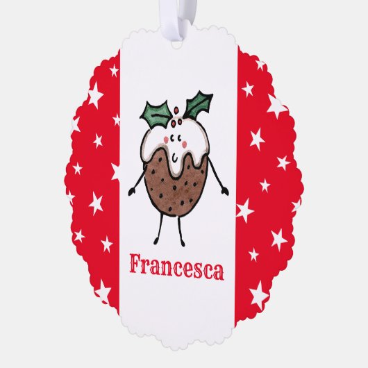 Gepersonaliseerde kerstpudding ornament kaart (Links)