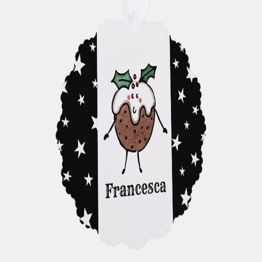 Gepersonaliseerde kerstpudding ornament kaart (Rechts)