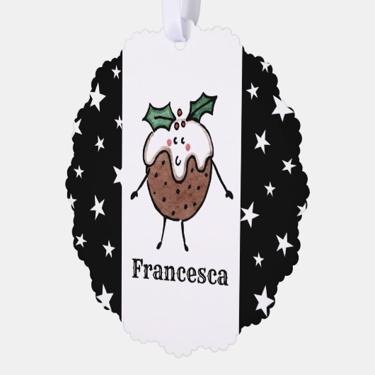 Gepersonaliseerde kerstpudding ornament kaart (Links)