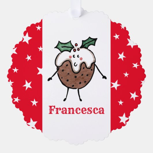 Gepersonaliseerde kerstpudding ornament kaart (Voorkant)