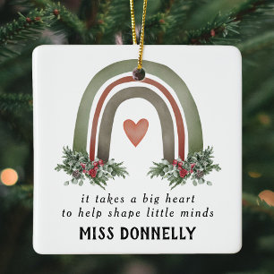 Gepersonaliseerde kerstregenboog voor leraren keramisch ornament