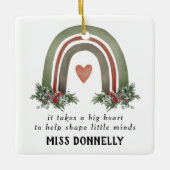 Gepersonaliseerde kerstregenboog voor leraren keramisch ornament (Voorkant)