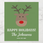 Gepersonaliseerde kerstrendieren Prettige feestdag Wijn Etiket (Enkel label)