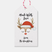 Gepersonaliseerde kerstrendiermachine met liefde cadeaulabel (Voorkant)