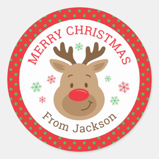 Gepersonaliseerde kerstrendierverklikster ronde sticker (Voorkant)