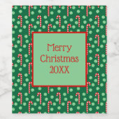 Gepersonaliseerde kerstrode kandijsnoeren wijn etiket (Enkel label)