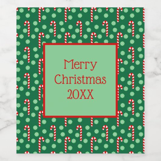 Gepersonaliseerde kerstrode kandijsnoeren wijn etiket (Enkel label)