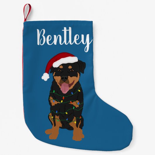 Gepersonaliseerde kerstrottweiler kleine kerstsok (Voorkant)