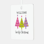 Gepersonaliseerde kerstroze bomen metalen ornament (Voorkant links)