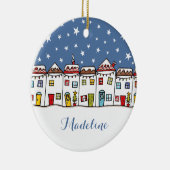 Gepersonaliseerde kerstscènestructuur voor bericht keramisch ornament (Rechts)