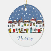 Gepersonaliseerde kerstscènestructuur voor bericht keramisch ornament (Links)