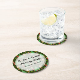 Gepersonaliseerde kerstservetten ronde kartonnen onderzetter