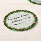 Gepersonaliseerde kerstservetten ronde kartonnen onderzetter (Gebogen)