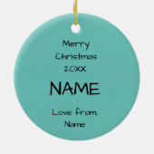 Gepersonaliseerde kerstsierboom keramisch ornament (Achterkant)