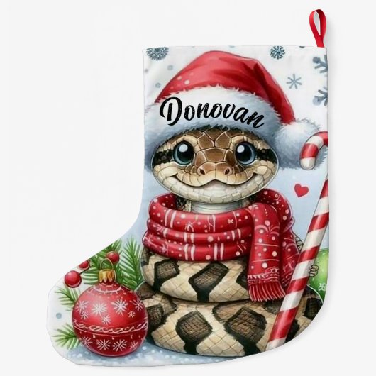 Gepersonaliseerde kerstslang grote kerstsok (Achterkant)