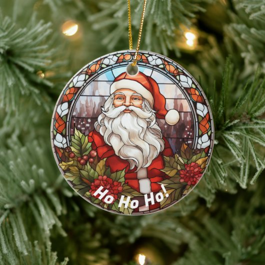 Gepersonaliseerde kerstslogan Ho Ho Santa Keramisch Ornament (Boom)