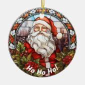 Gepersonaliseerde kerstslogan Ho Ho Santa Keramisch Ornament (Voorkant)