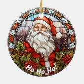 Gepersonaliseerde kerstslogan Ho Ho Santa Keramisch Ornament (Achterkant)