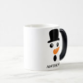 Gepersonaliseerde kerstsneeuwman met pet. magische mok (Voorkant rechts)